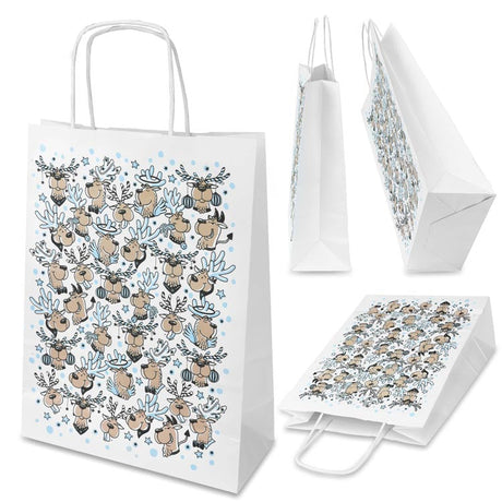 Weihnachtspapiertüte 240x100x320mm Rentier
