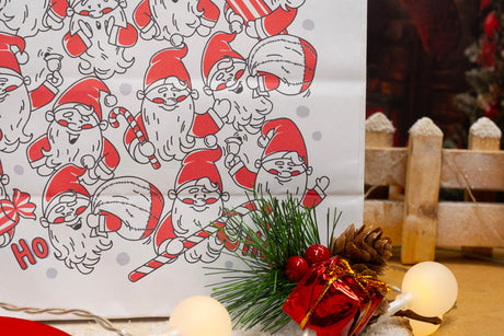 Papiertüte mit gedrehtem Henkel 240x100x320mm weiß Weihnachtsmann 5St