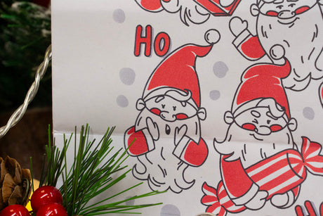 Papiertüte mit gedrehtem Henkel 240x100x320mm weiß Weihnachtsmann 5St