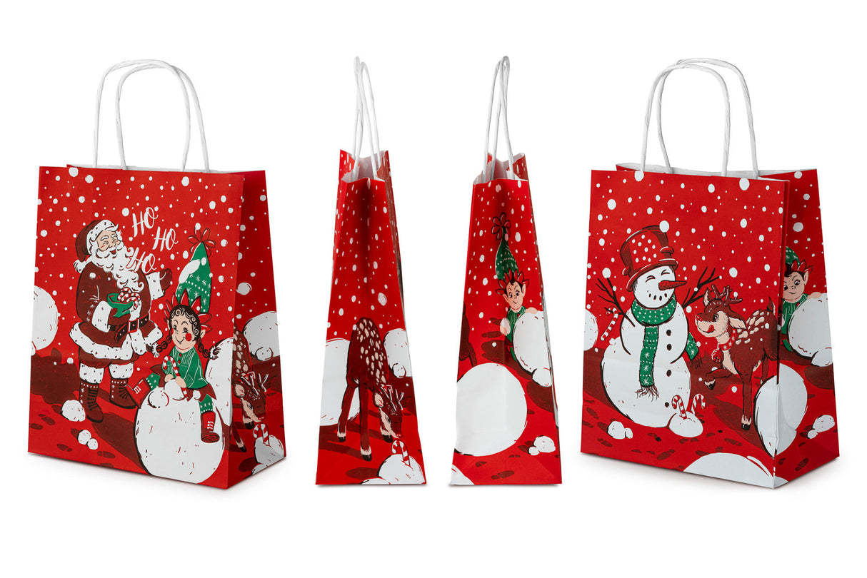 Weihnachtspapiertüte 180x80x220mm Roter Weihnachtself