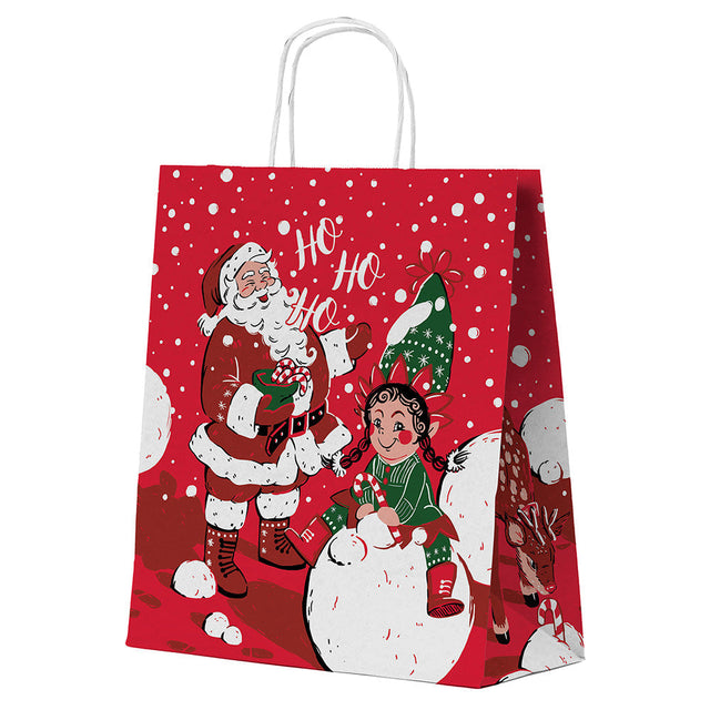 Weihnachtspapiertüte 180x80x220mm Roter Weihnachtself