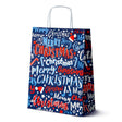 Weihnachtspapiertüte 240x100x320mm Marineblau Frohe Weihnachten