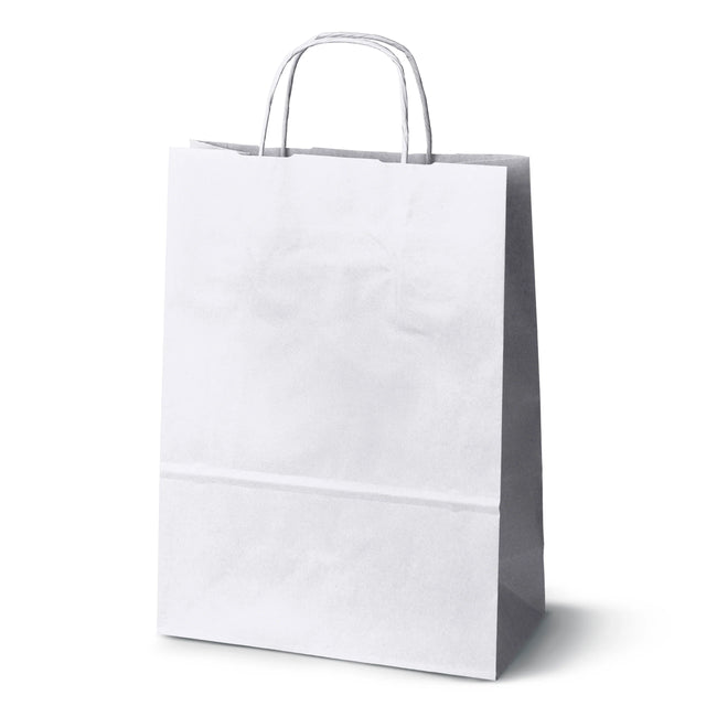 Papiertüte mit gedrehtem Griff 240x100x360mm Weiß