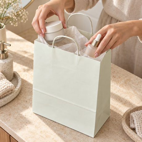 Papiertragetasche mit Kordelgriff 24+10x36 cm, 90 g/m², weiß