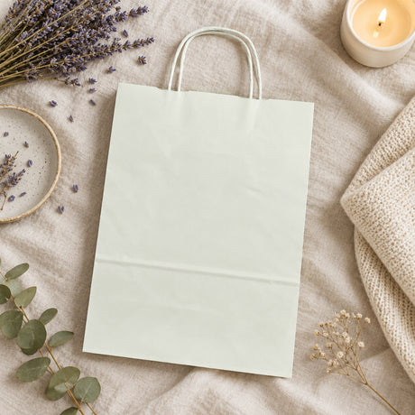 Papiertragetasche mit Kordelgriff 24+10x36 cm, 90 g/m², weiß