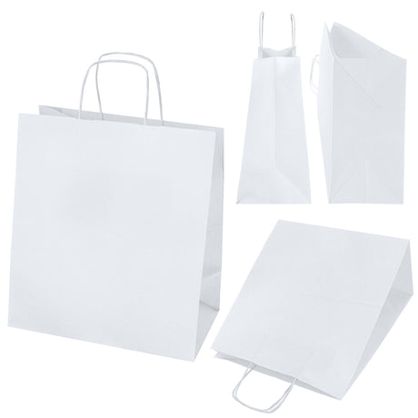 Papiertüte mit gedrehtem Tragegriff, 305 × 170 × 340 mm – Weiß