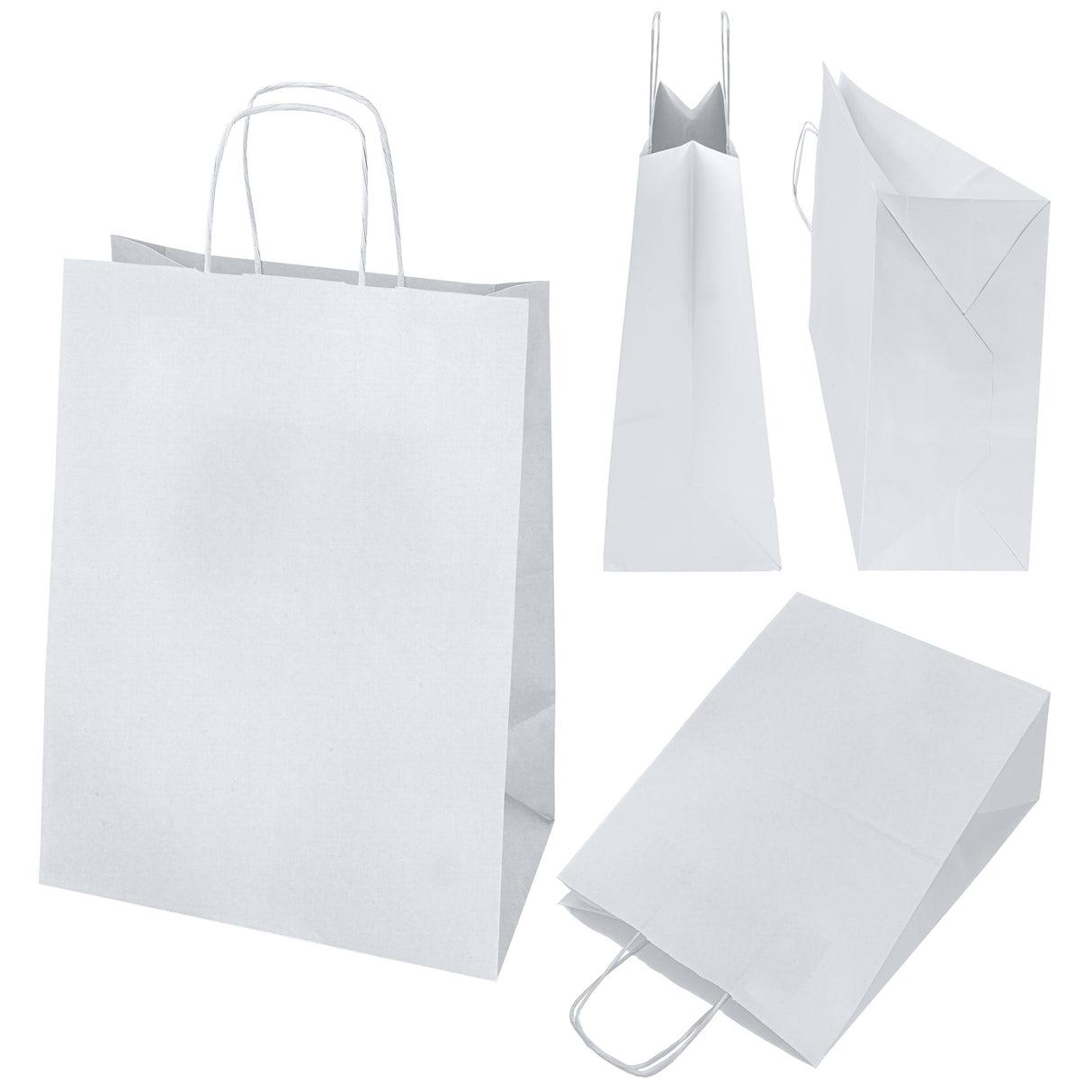Papiertüte mit gedrehtem Griff 300x170x425mm Weiß
