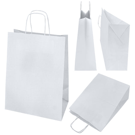 Papiertüte mit gedrehtem Griff 300x170x425mm Weiß