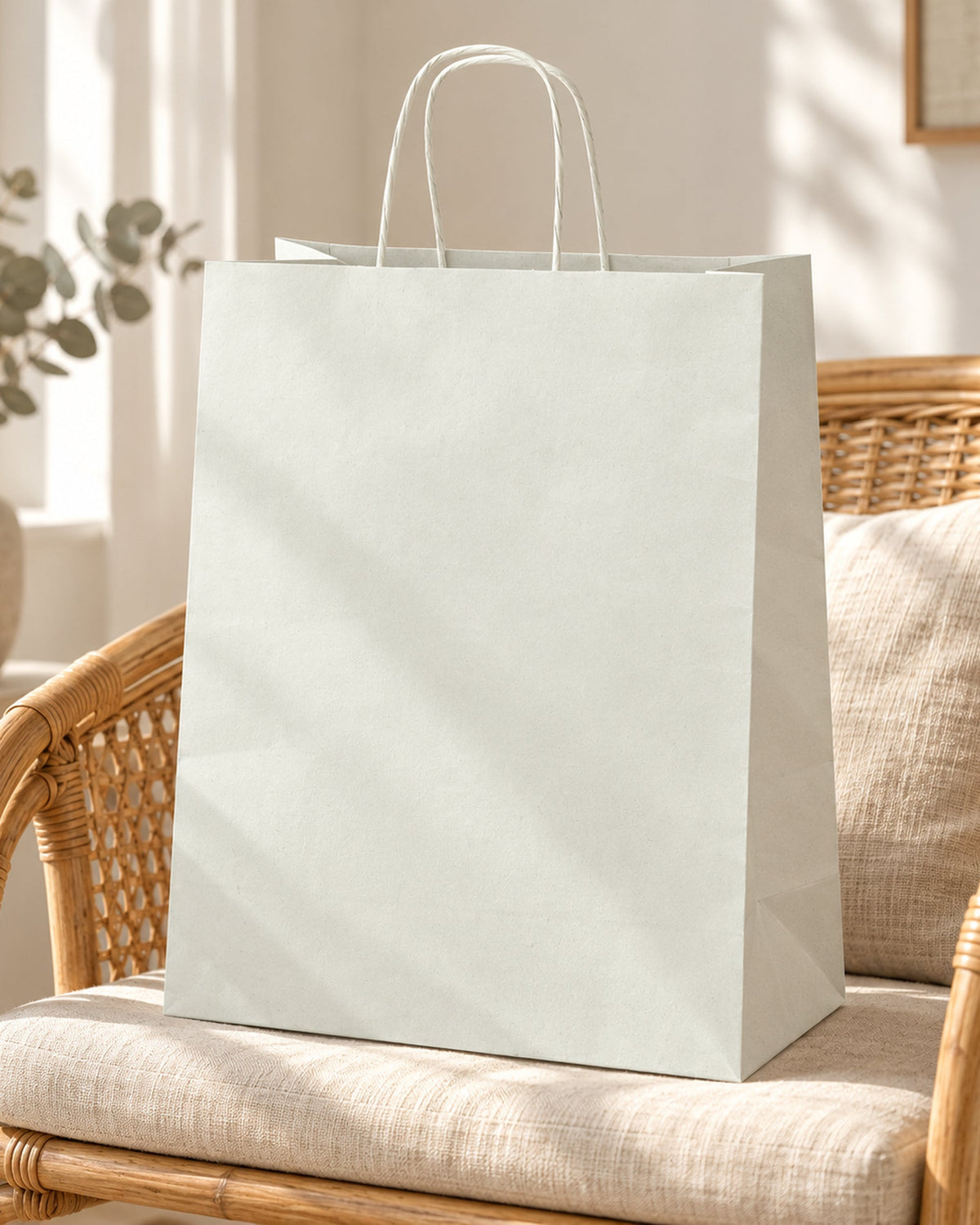 Papiertas met gedraaid handvat 300x170x425mm wit