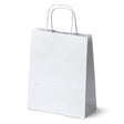 Papiertüte mit gedrehtem Tragegriff, 180 x 80 x 225 mm – Weiß