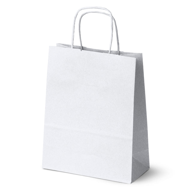Papiertüte mit gedrehtem Griff 180x80x225mm Weiß