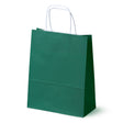Papiertragetasche mit Kordelgriff 18+8x22,5 cm, 100 g/m², dunkelgrün Weiß