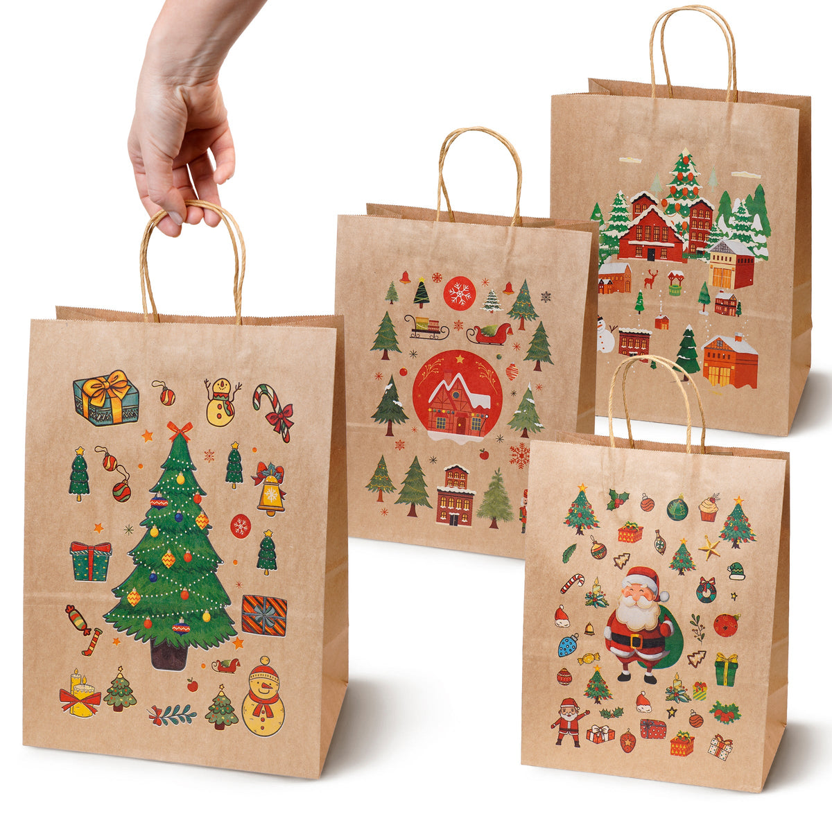 Torba papierowa świąteczna 150x80x210mm Boże Narodzenie 4szt.