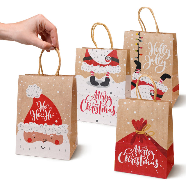 Weihnachts-Papiertragetasche 26+12x33 cm, Nikolaus, 4 Stück
