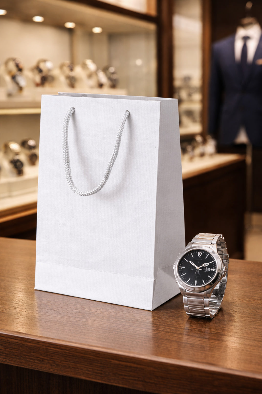 Papiertüte ECO Prestige 170x70x250mm Weiß