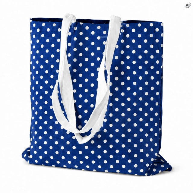 Baumwolltasche 36 x 42 cm, 145 g/m², weiß, mit Punkten