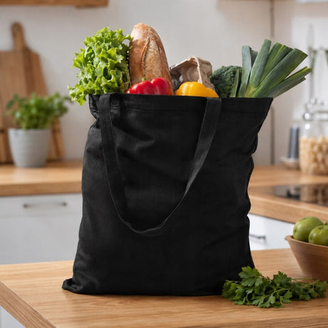 Baumwolltasche 380x420mm Schwarz Henkellänge: 70cm