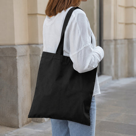 Baumwolltasche 380x420mm Schwarz Henkellänge: 70cm