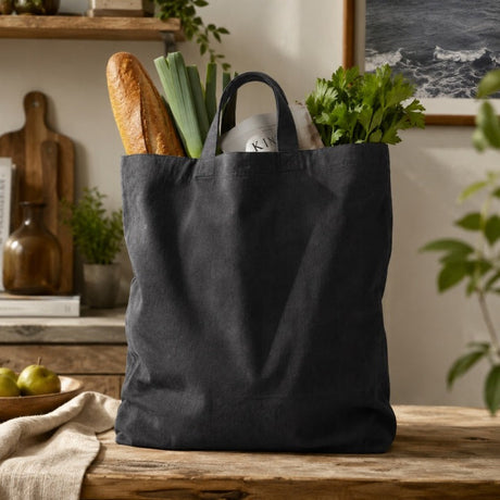 Baumwolltasche 380x420mm Schwarz Henkel: 35cm