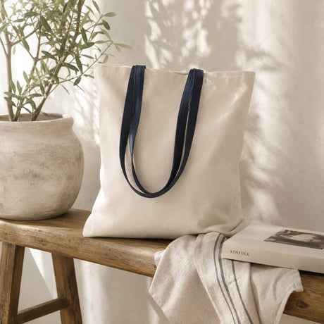 Baumwolltasche 380x420mm Ecru Jeans-Henkel: 70cm