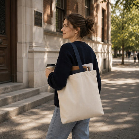 Baumwolltasche 380x420mm Ecru Jeans-Henkel: 70cm