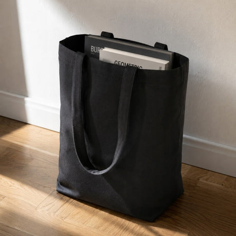 Baumwolltasche 380x80x420mm Schwarz, Henkellänge: 70cm