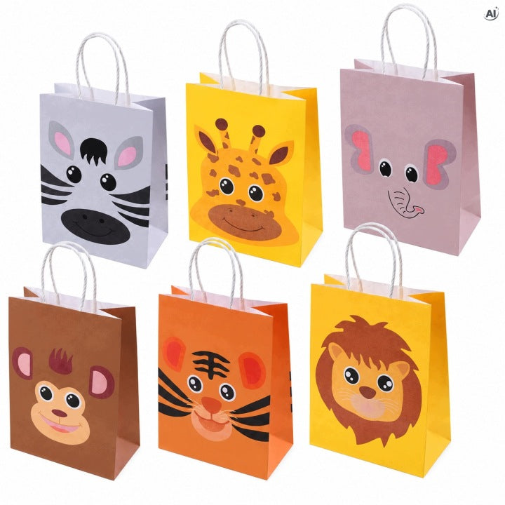 Papiertüte mit gedrehtem Tragegriff 150 x 80 x 210 mm – Tiere
