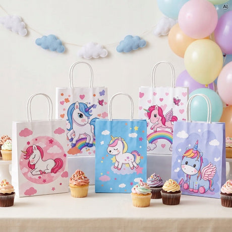 Papiertüte mit gedrehtem Tragegriff 150 x 80 x 210 mm – Einhorn