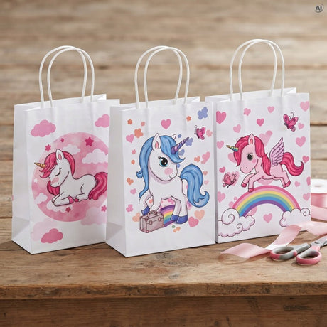 Papiertüte mit gedrehtem Tragegriff 150 x 80 x 210 mm – Einhorn