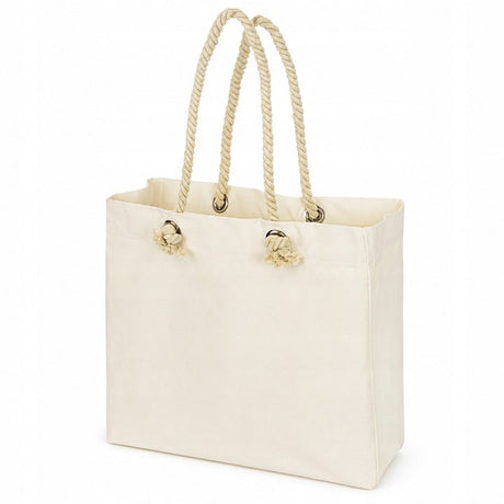 Baumwolltasche 42 x 14 x 14 x 38 cm, natur, geflochtener Henkel