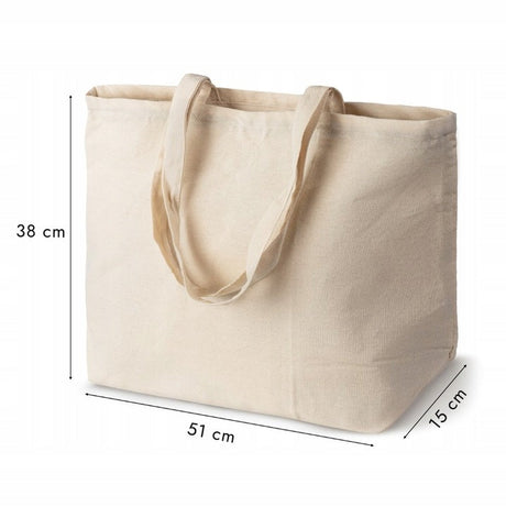 Baumwolltasche 51 x 15 x 38 cm, Henkel 70 cm, 220 g/m², natur