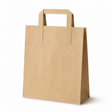 Papiertragetasche mit Flachhenkel 18+9x22 cm, 70 g/m², braun