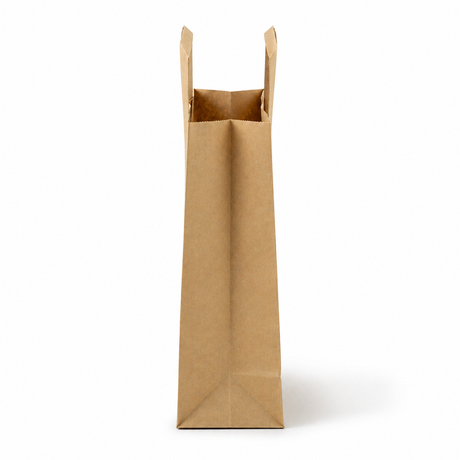 Papiertragetasche mit Flachhenkel 18+9x22 cm, 70 g/m², braun