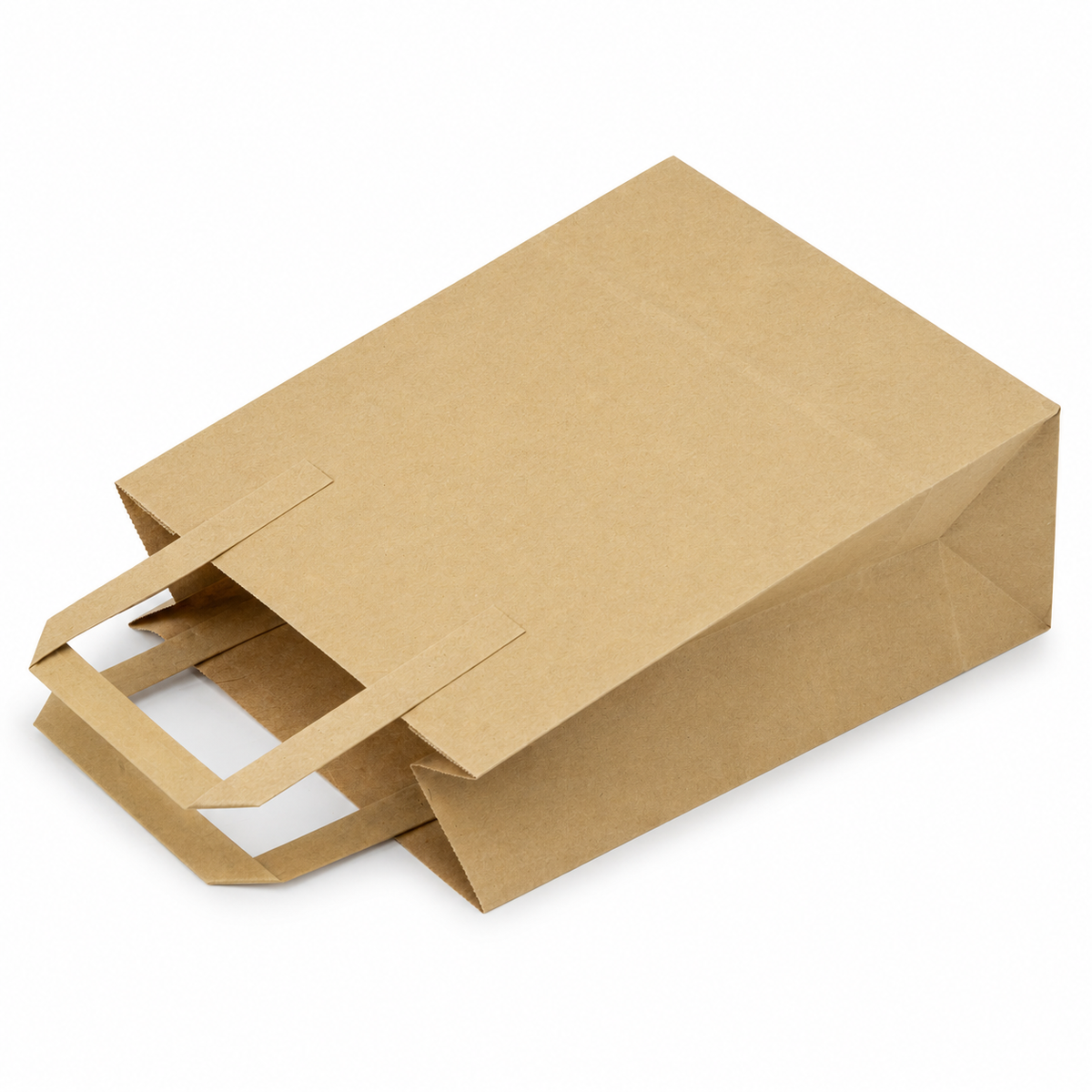 Papiertragetasche mit Flachhenkel 18+9x22 cm, 70 g/m², braun
