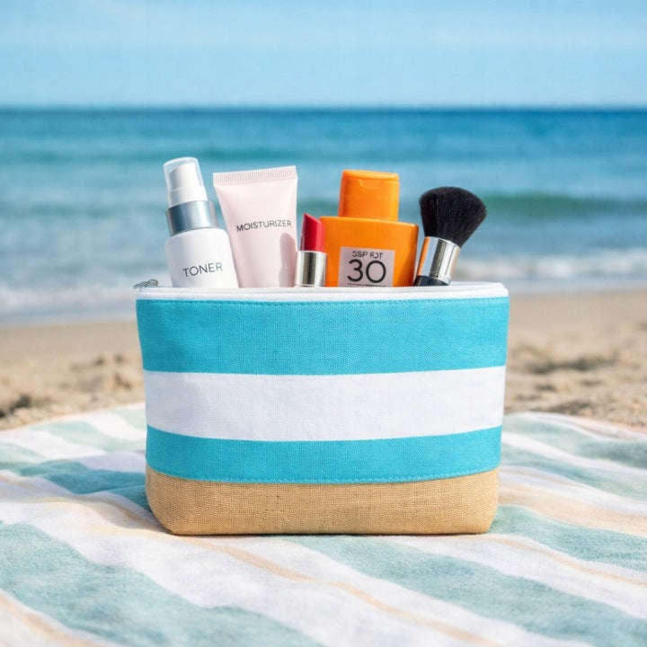 Strandtasche gestreift 460x150x380mm Türkis