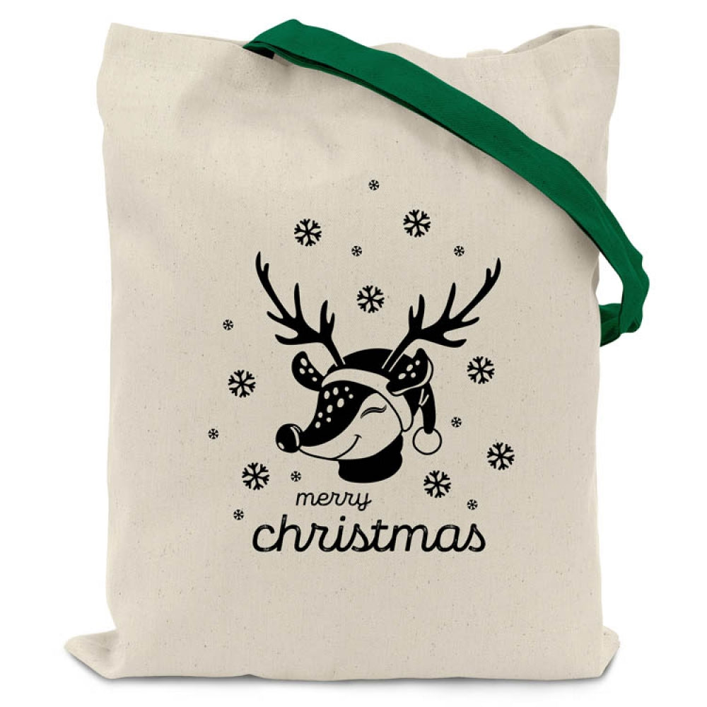 Weihnachten Baumwolltasche RENTIER grüner Griff