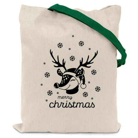Weihnachten Baumwolltasche RENTIER grüner Griff