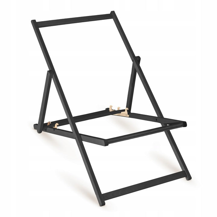 Holz-Liegestuhl "Holiday Vibes" mit schwarzem Gestell