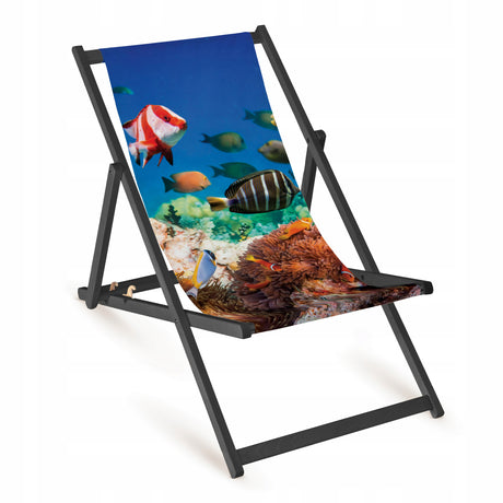 Holz-Liegestühle Korallenriff mit schwarzem Gestell