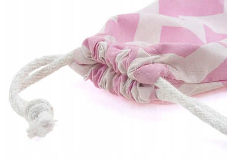 Baumwollsack weiß und rosa Zickzack 15x35cm 145g