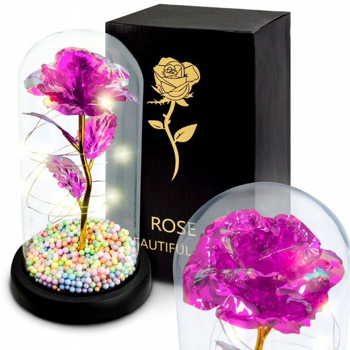 Ewige Rose im Glas mit LED-Beleuchtung