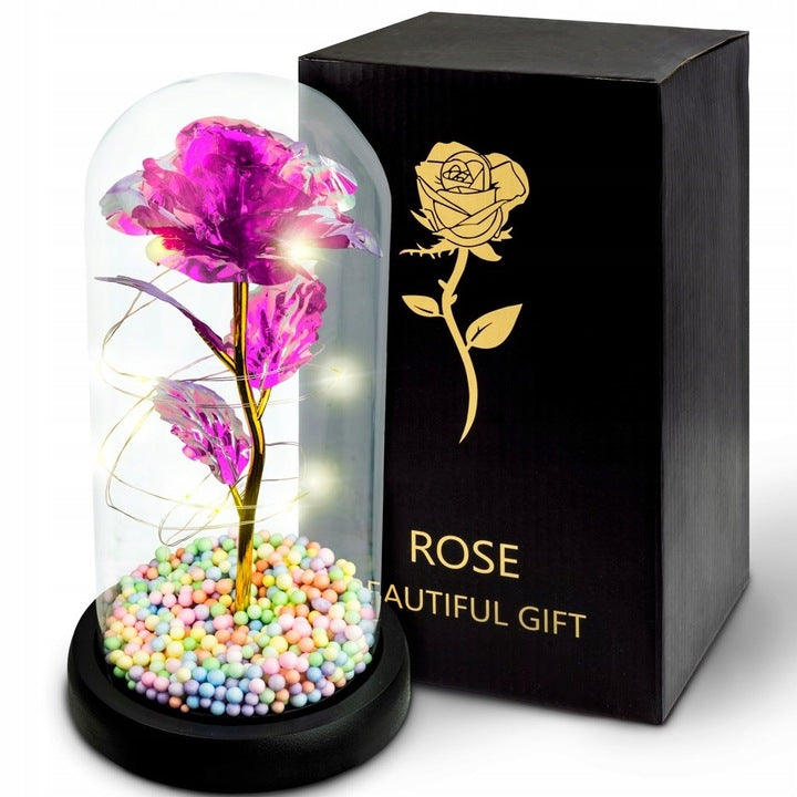 Ewige Rose im Glas mit LED-Beleuchtung