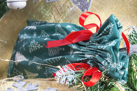 Polyestertasche 200x250 mm Grün mit Weihnachtsbaummotiv