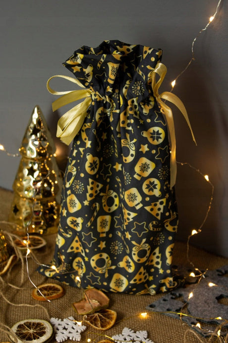 Polyesterbeutel 200x250mm Schwarz für Weihnachten