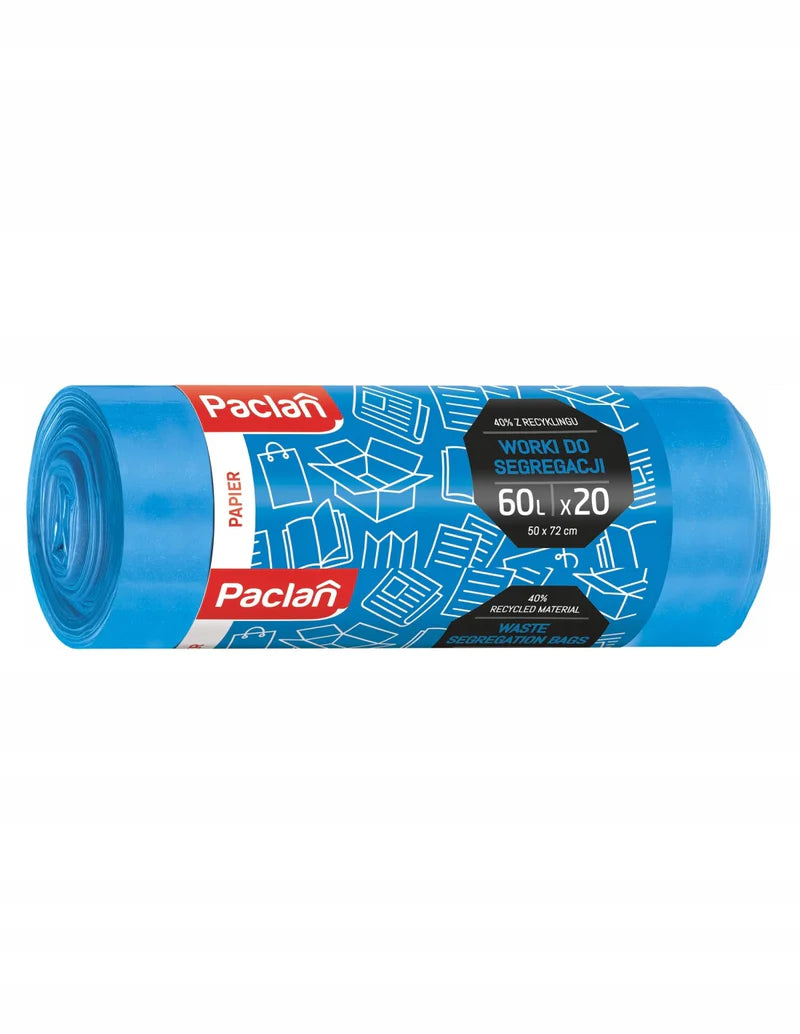 Starke Müllbeutel zur Papiertrennung, 60 l, Paclan, 20 Stück