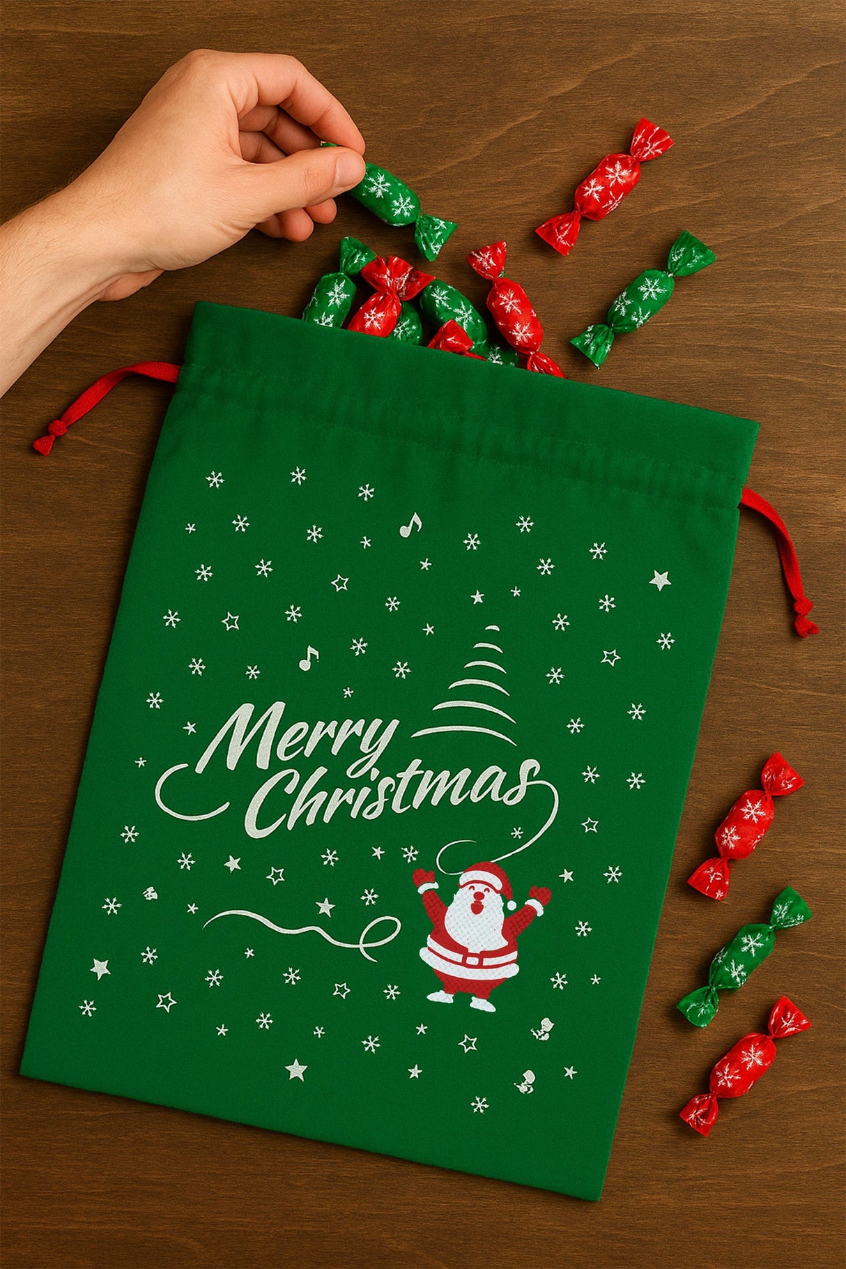 Set Weihnachtstüten aus Wigofil 250x350mm Grün 10St.