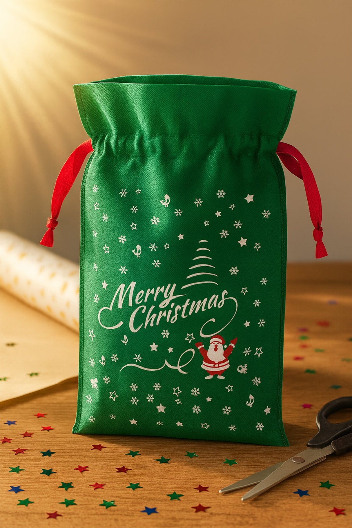 Set Weihnachtstüten aus Wigofil 250x350mm Grün 10St.