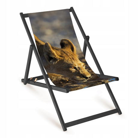 Holz-Liegestühle Robust-Edition mit schwarzem Gestell