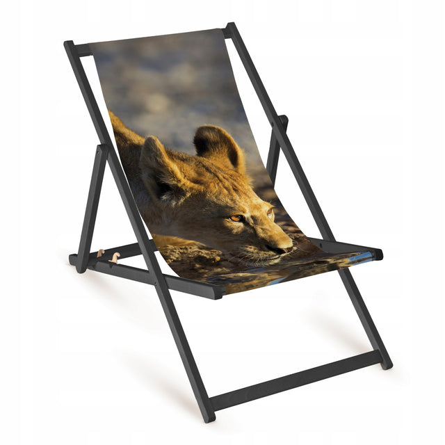 Holz-Liegestühle Robust-Edition mit schwarzem Gestell