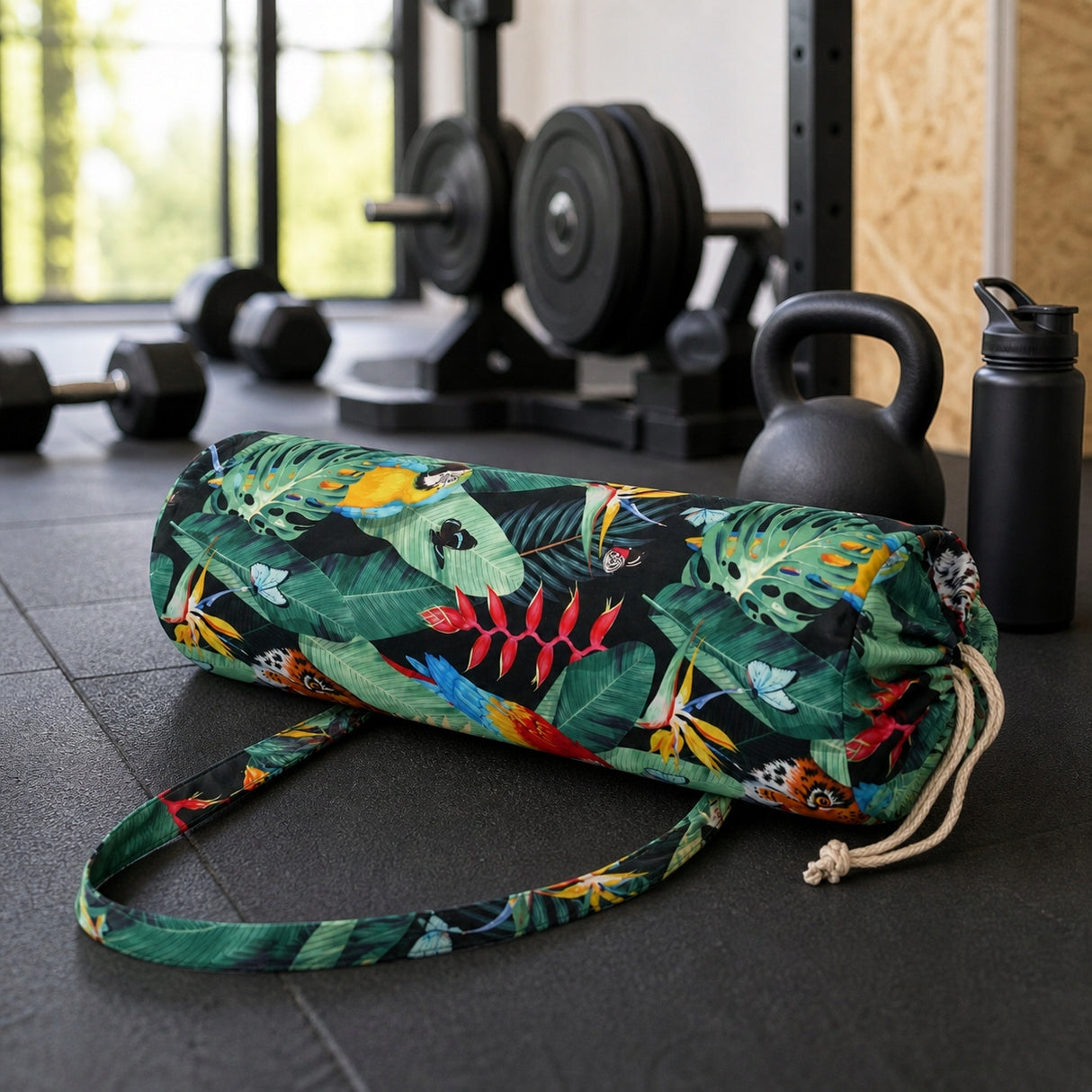 Yoga- und Fitnessrolle mit Buchweizenhechel Tropisch